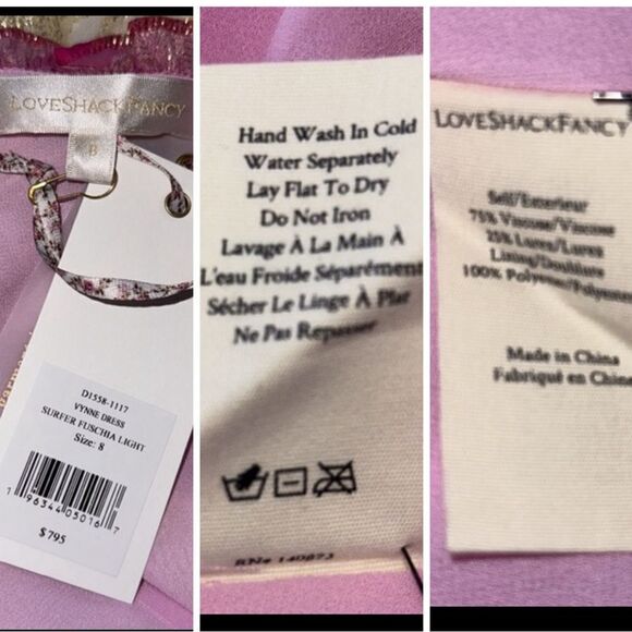 NWT LoveShackFancy VYNNE Maxi off shoulder DRESS SURFER FUSCHIA LIGHT Size: 8 - Picture 15 of 16